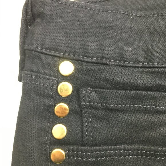 L'AGENCE Black Noir Wash Gold Studded Margot High Rise Slim Fit Skinny Jeans - Picture 6 of 9